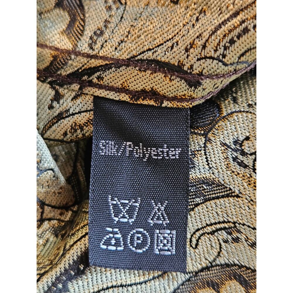 Barry Wang Mens 2XL Gold Black Paisley Silk Blend Button Front Dress Shirt - Picture 5 of 10